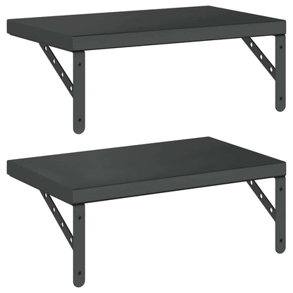 vidaXL Wall Shelves 2 pcs 50x30 cm Black Stainless Steel