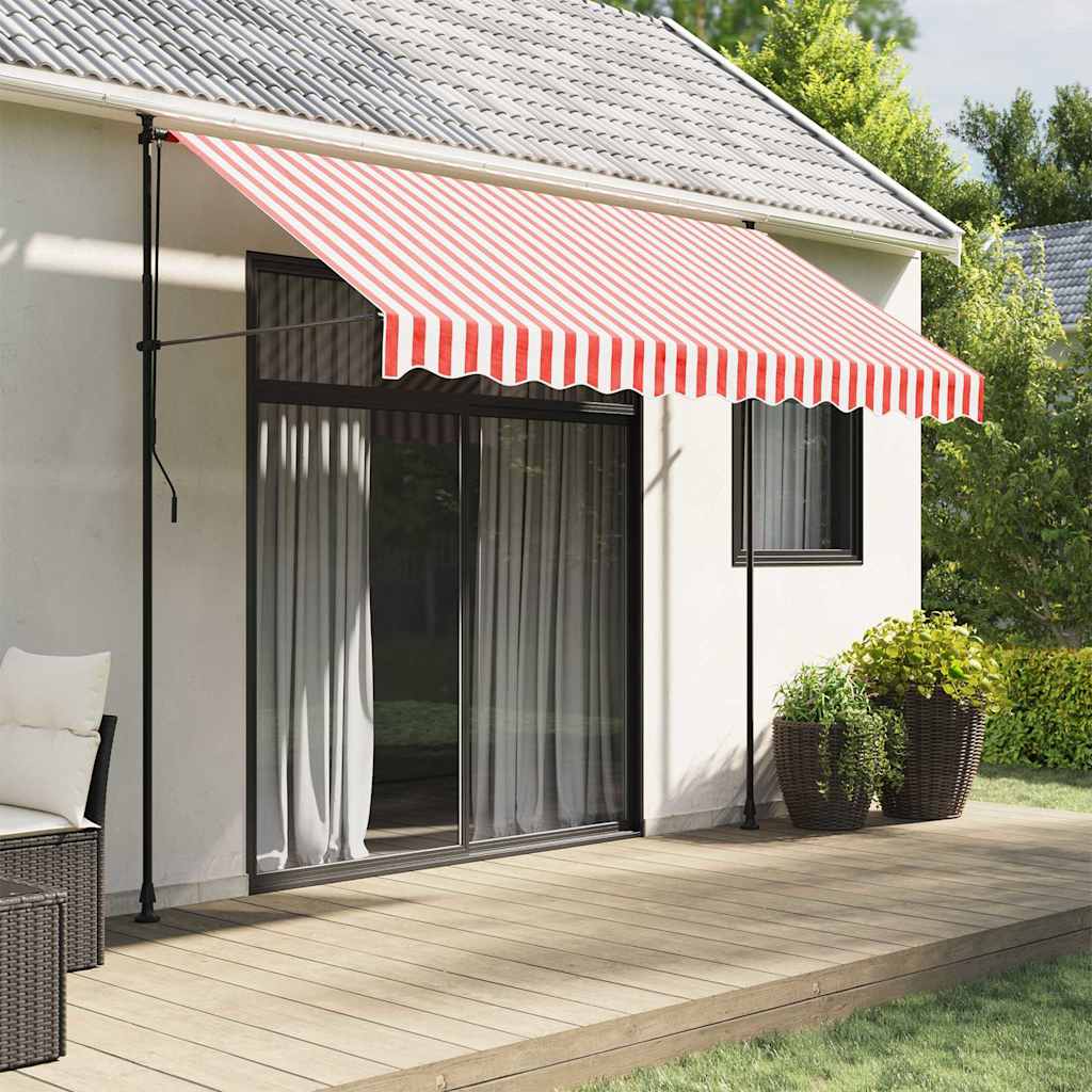 vidaXL Awning Replacement Fabric Red and White 3x2.5 m Polyester