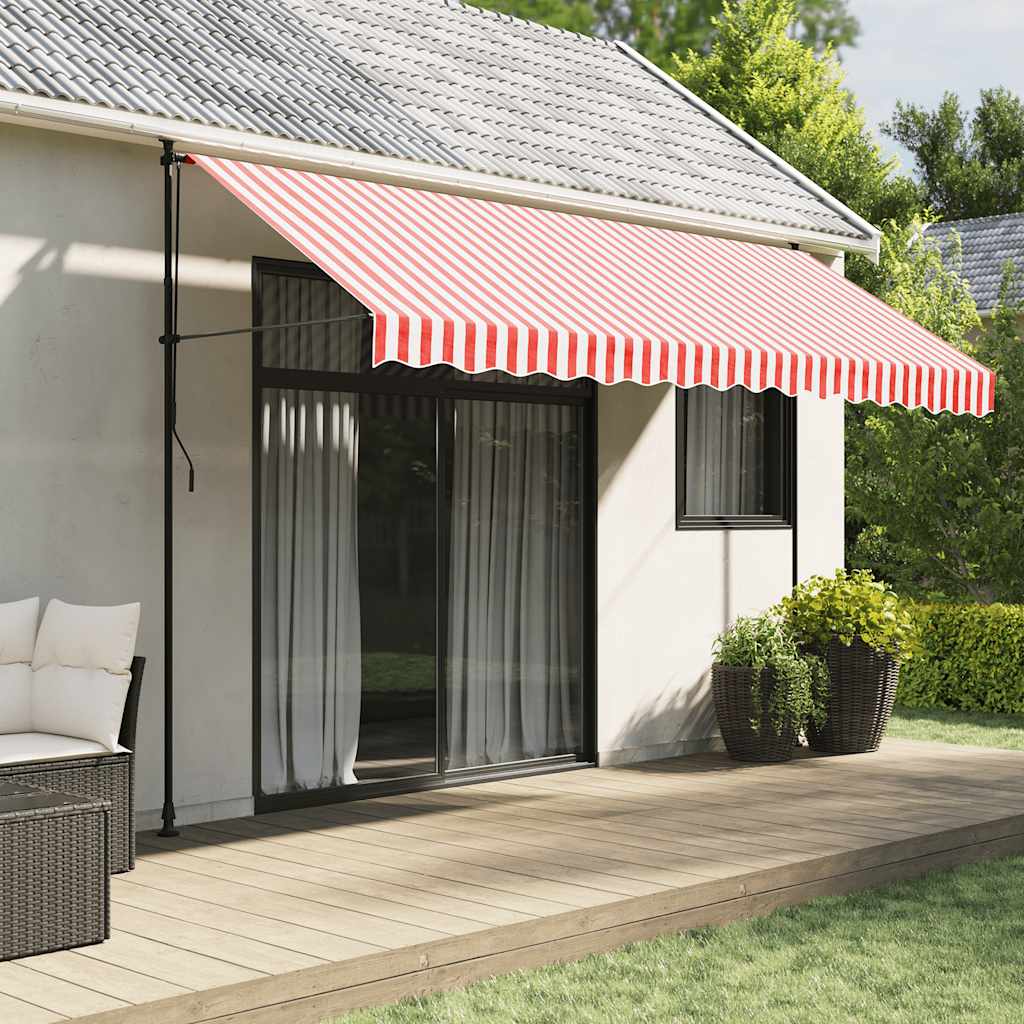 vidaXL Awning Replacement Fabric Red and White 4x3.5 m Polyester