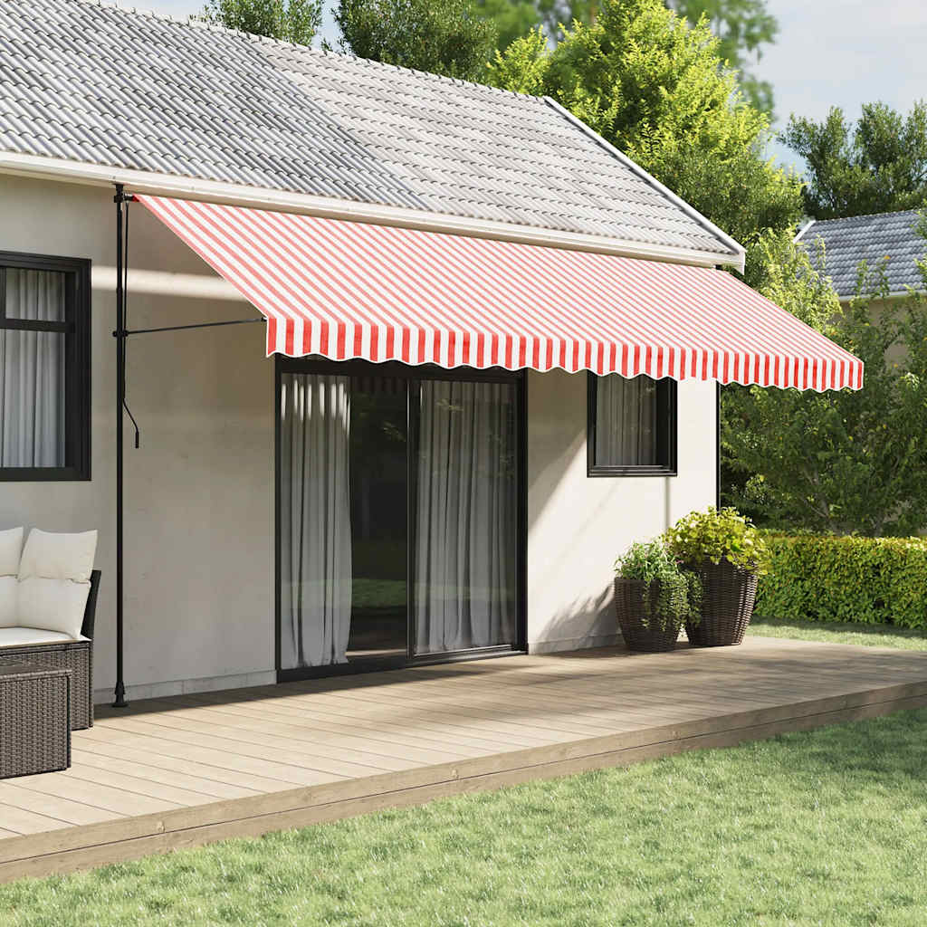 vidaXL Awning Replacement Fabric Red and White 5x3 m Polyester