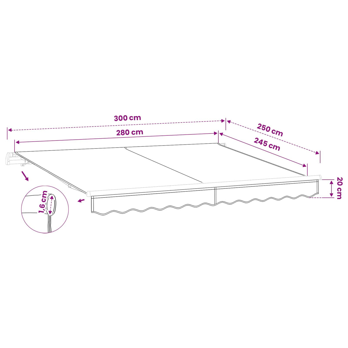 vidaXL Awning Replacement Fabric Multicolour 300x250 cm Polyester