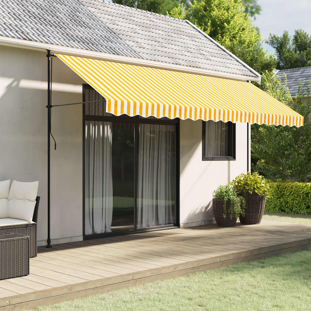 vidaXL Replacement Fabric for Awning Valance Yellow and White Stripe 4.5 m