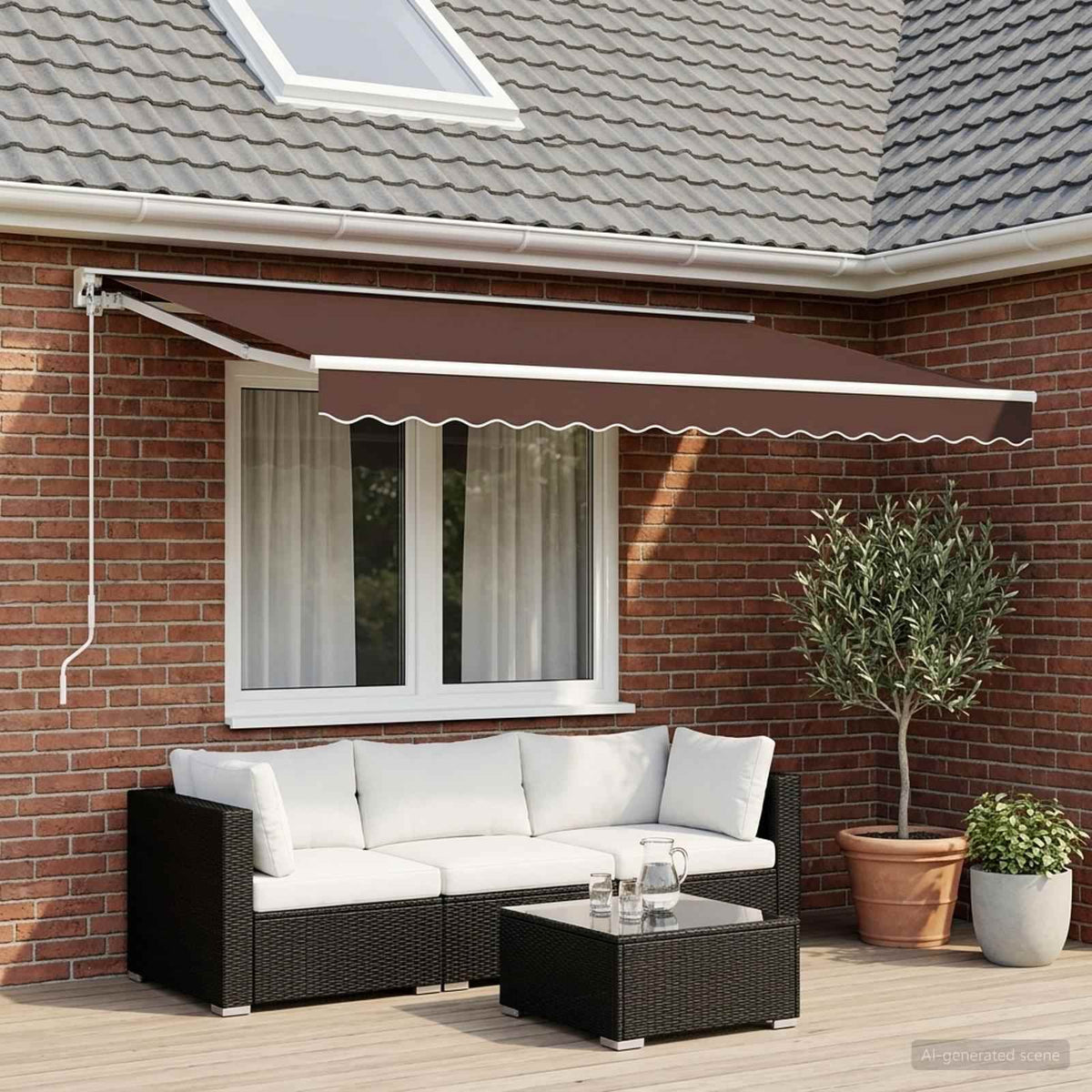 vidaXL Awning Valance Replacement Brown Stripe 450 cm