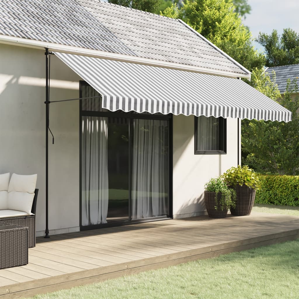 vidaXL Awning Valance Replacement Anthracite and White Stripe 450 cm