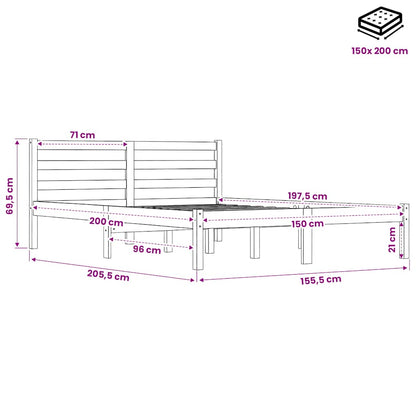 vidaXL Bed Frame without Mattress Wax Brown 150x200 cm Solid Wood Pine
