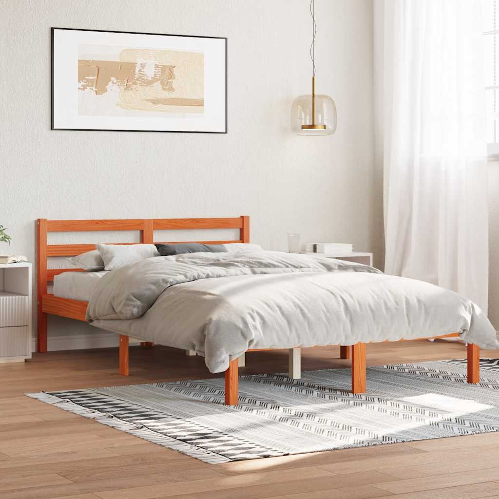 vidaXL Bed Frame without Mattress Wax Brown 150x200 cm Solid Wood Pine