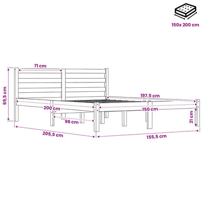vidaXL Bed Frame without Mattress Wax Brown 150x200 cm Solid Wood Pine