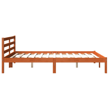 vidaXL Bed Frame | Wax Brown | Solid Pine Wood, Plywood | Double | Modern
