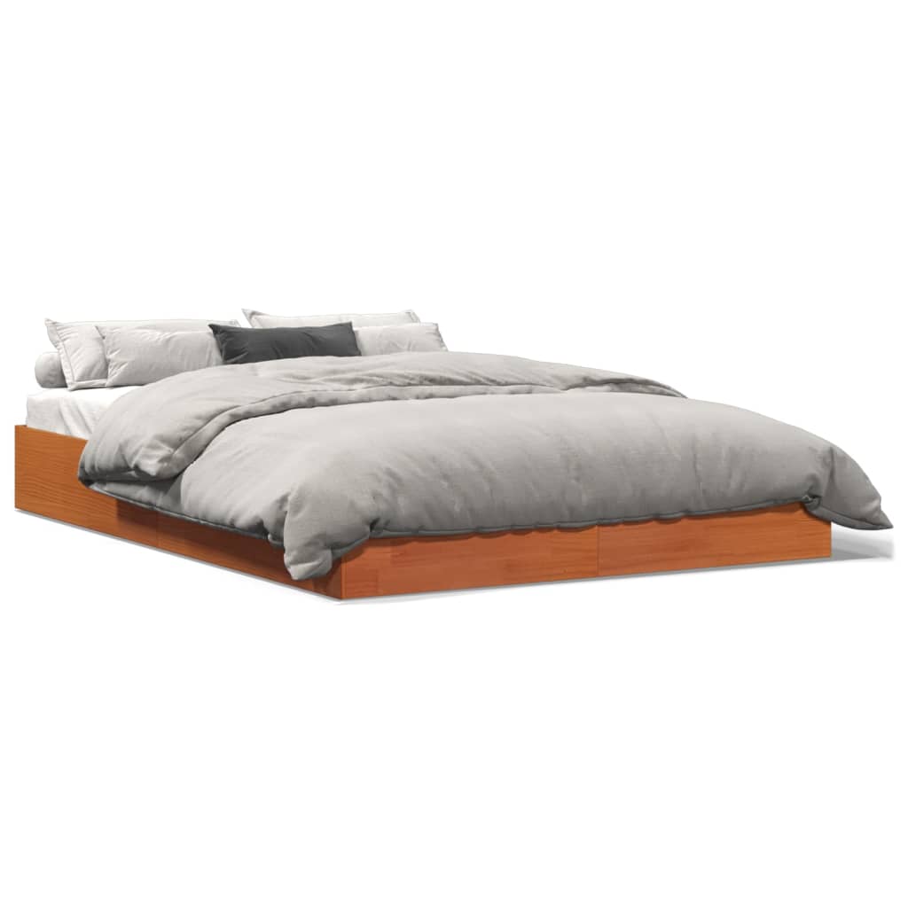 vidaXL Bed Frame without Mattress Wax Brown 160x200 cm Solid Wood Pine
