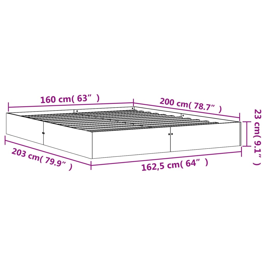 vidaXL Bed Frame without Mattress Wax Brown 160x200 cm Solid Wood Pine
