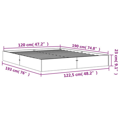 vidaXL Bed Frame without Mattress Wax Brown 120x190 cm Small Double Solid Wood Pine