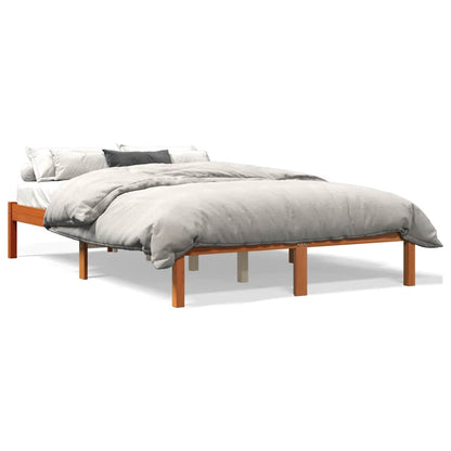 vidaXL Bed Frame without Mattress Wax Brown 135x190 cm Solid Wood Pine