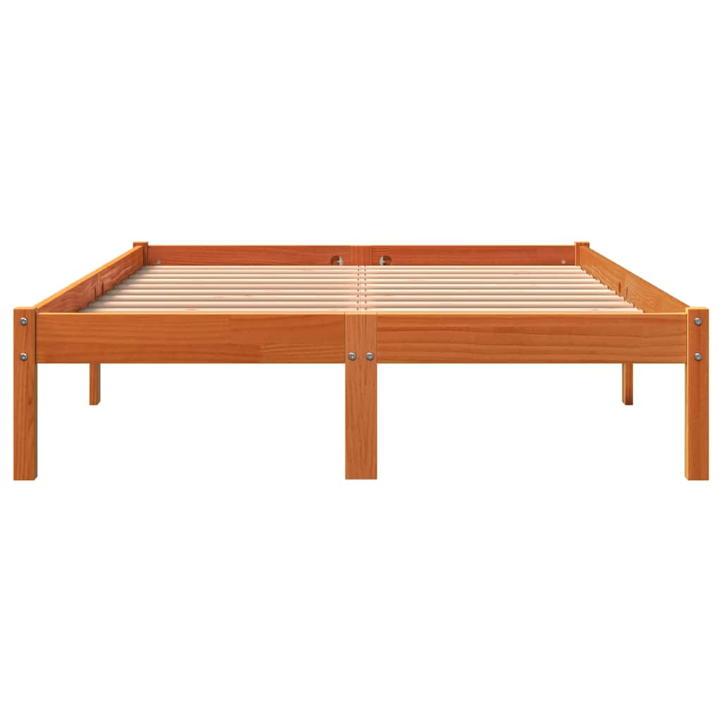 vidaXL Bed Frame without Mattress Wax Brown 135x190 cm Solid Wood Pine