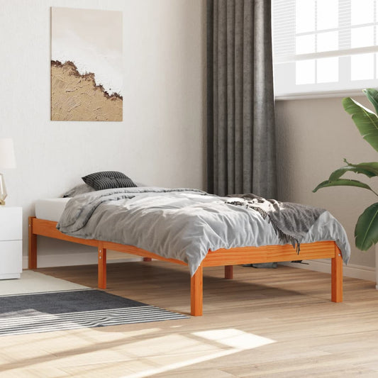 vidaXL Bed Frame without Mattress Wax Brown 90x200 cm Solid Wood Pine