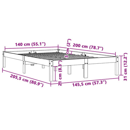 vidaXL Bed Frame without Mattress Wax Brown 140x200 cm Solid Wood Pine