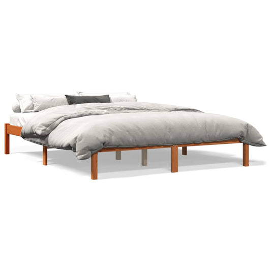 vidaXL Bed Frame without Mattress Wax Brown 150x200 cm King Size Solid Wood Pine