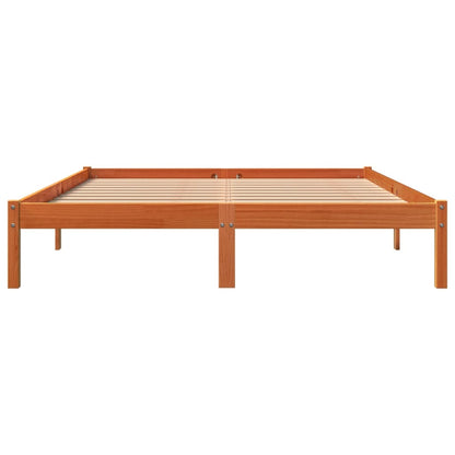 vidaXL Bed Frame without Mattress Wax Brown 150x200 cm King Size Solid Wood Pine