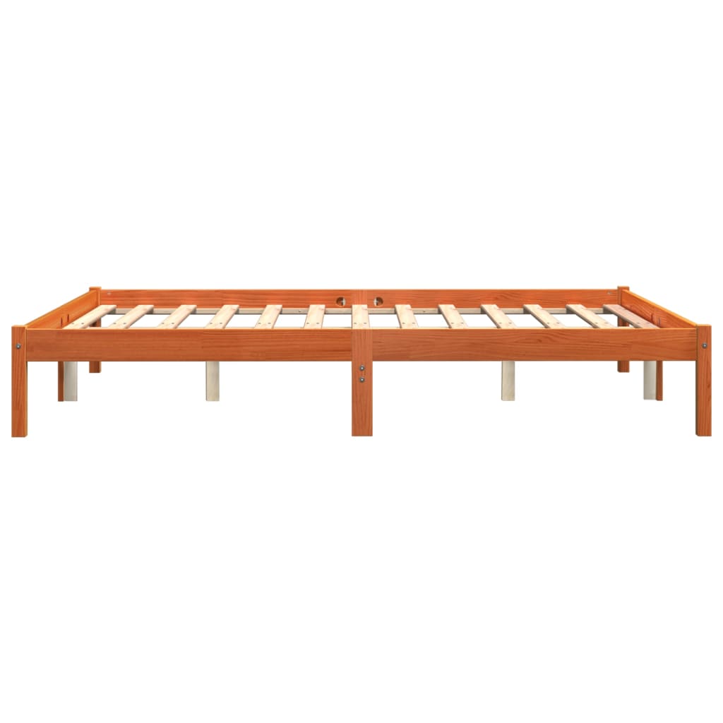vidaXL Bed Frame without Mattress Wax Brown 150x200 cm King Size Solid Wood Pine