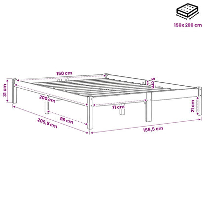 vidaXL Bed Frame without Mattress Wax Brown 150x200 cm Solid Wood Pine