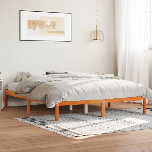 vidaXL Bed Frame without Mattress Wax Brown 150x200 cm King Size Solid Wood Pine