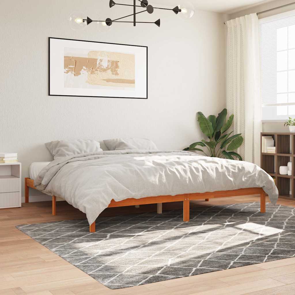 vidaXL Bed Frame without Mattress Wax Brown 200x200 cm Solid Wood Pine