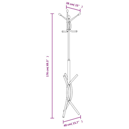 vidaXL Coat Stand Black 176 cm Powder-coated Iron