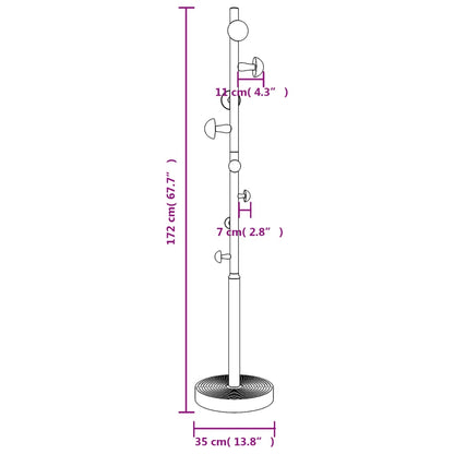 vidaXL Coat Stand White 172 cm Powder-coated Iron