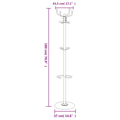 vidaXL Coat Stand with Umbrella Holder Black 180 cm Powder-coated Iron