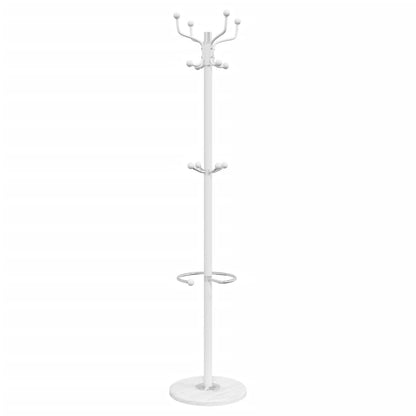vidaXL Coat Stand with Umbrella Holder White 180 cm Powder-coated Iron