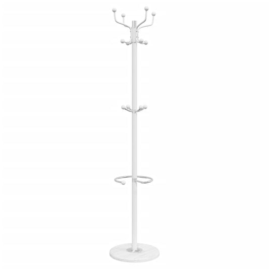 vidaXL Coat Stand with Umbrella Holder White 180 cm Powder-coated Iron