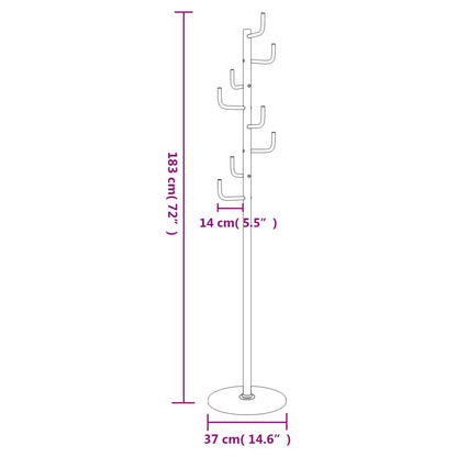 vidaXL Coat Stand White 183 cm Powder-coated Iron