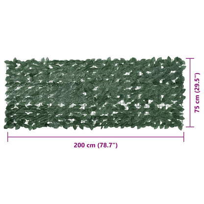 vidaXL Balcony Screen with Dark Green Leaves 200x75 cm