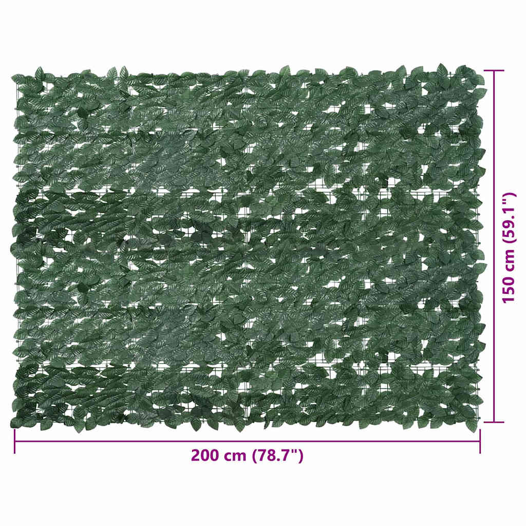 vidaXL Balcony Screen with Dark Green Leaves 200x150 cm