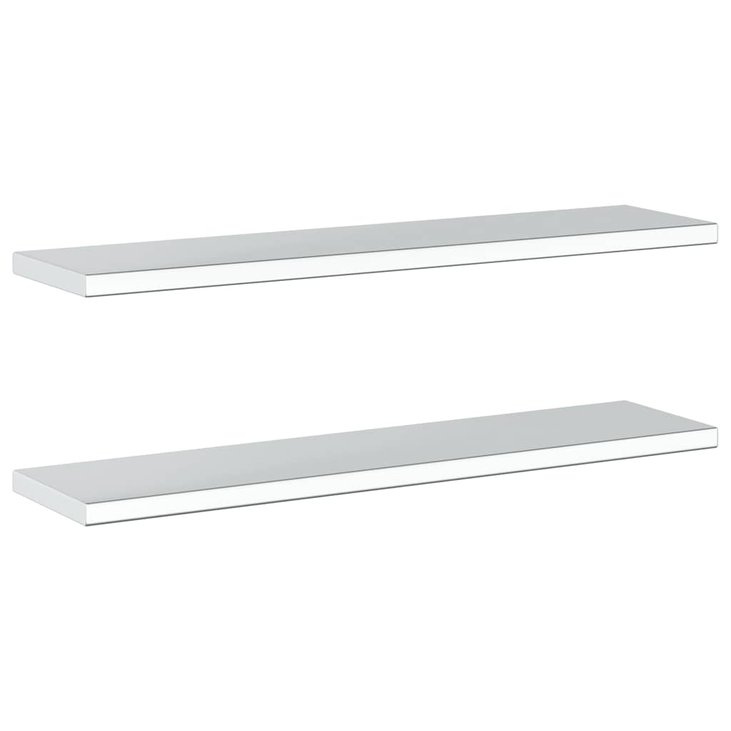 vidaXL Wall Shelves 2 pcs 100x23.5 cm Silver Stainless Steel