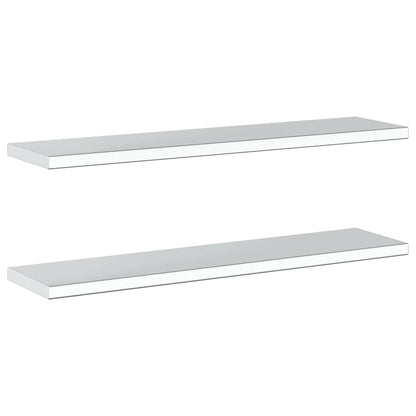 vidaXL Wall Shelves 2 pcs 100x23.5 cm Silver Stainless Steel