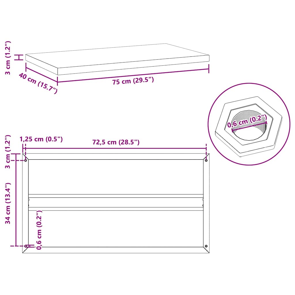 vidaXL Wall Shelves 2 pcs 75x40 cm Silver Stainless Steel
