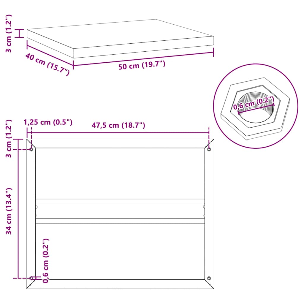 vidaXL Wall Shelves 2 pcs 50x40 cm Silver Stainless Steel