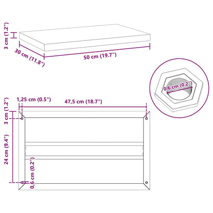 vidaXL Wall Shelves 2 pcs 50x30 cm Silver Stainless Steel