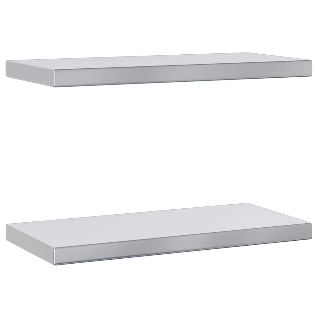vidaXL Wall Shelves 2 pcs 50x23.5 cm Silver Stainless Steel