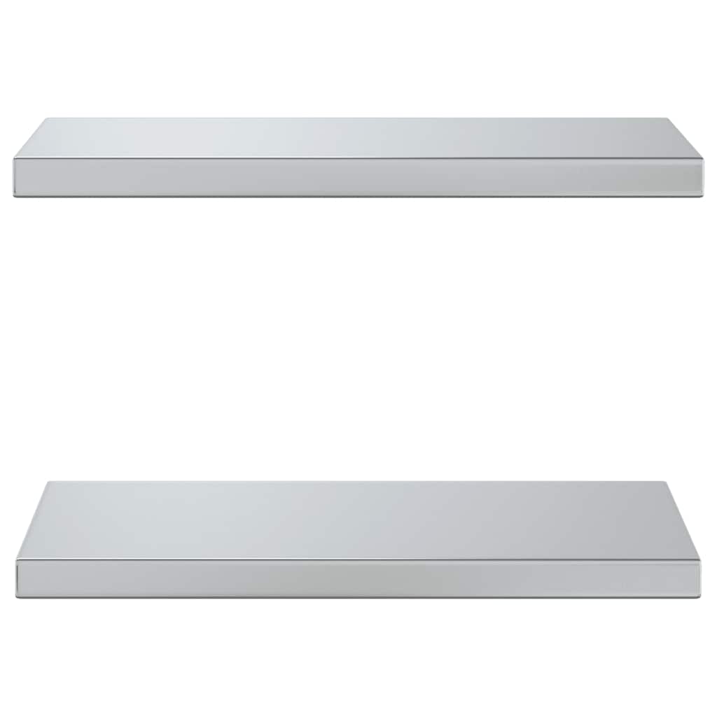 vidaXL Wall Shelves 2 pcs 50x23.5 cm Silver Stainless Steel