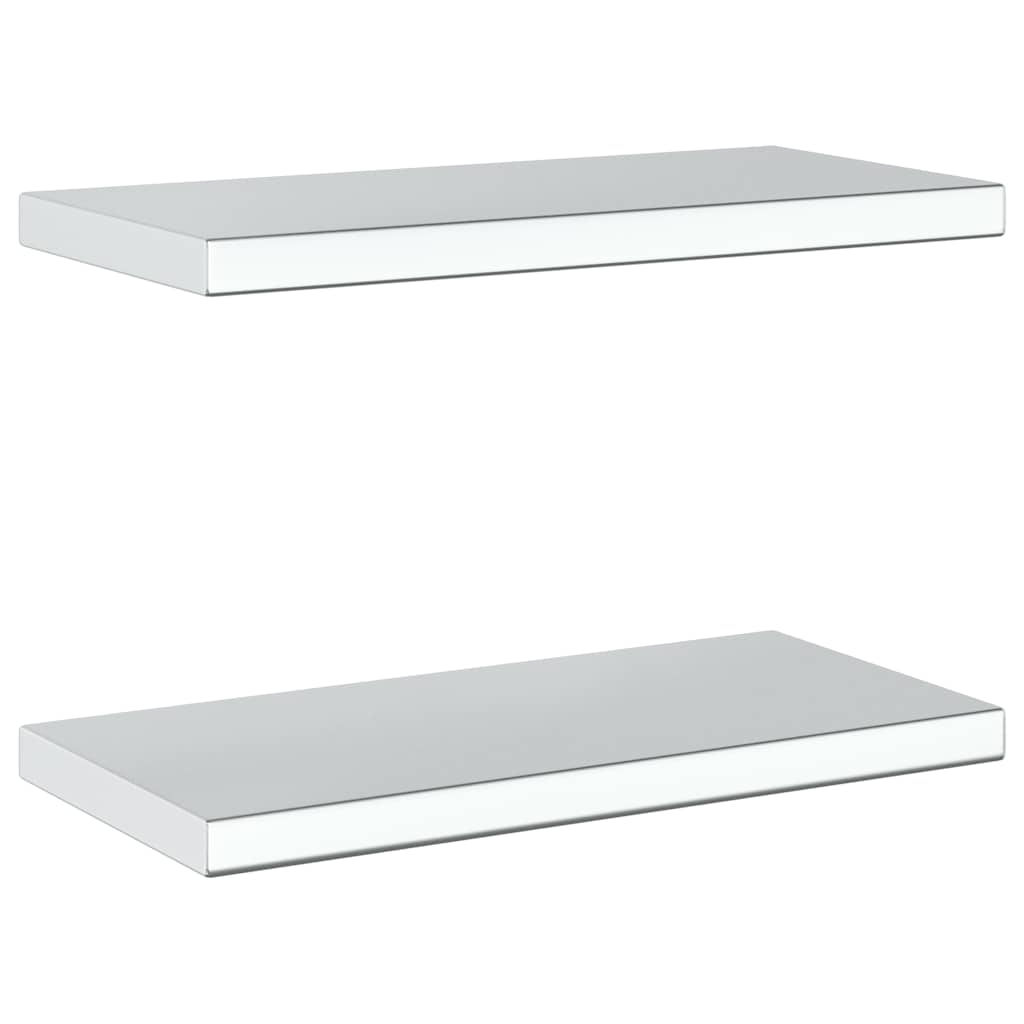 vidaXL Wall Shelves 2 pcs 50x23.5 cm Silver Stainless Steel