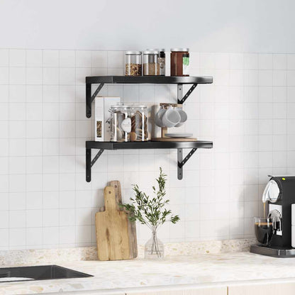 vidaXL Wall Shelves 2 pcs 50x30 cm Black Stainless Steel
