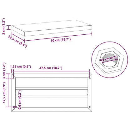 vidaXL Wall Shelves 2 pcs 50x23.5 cm Black Stainless Steel