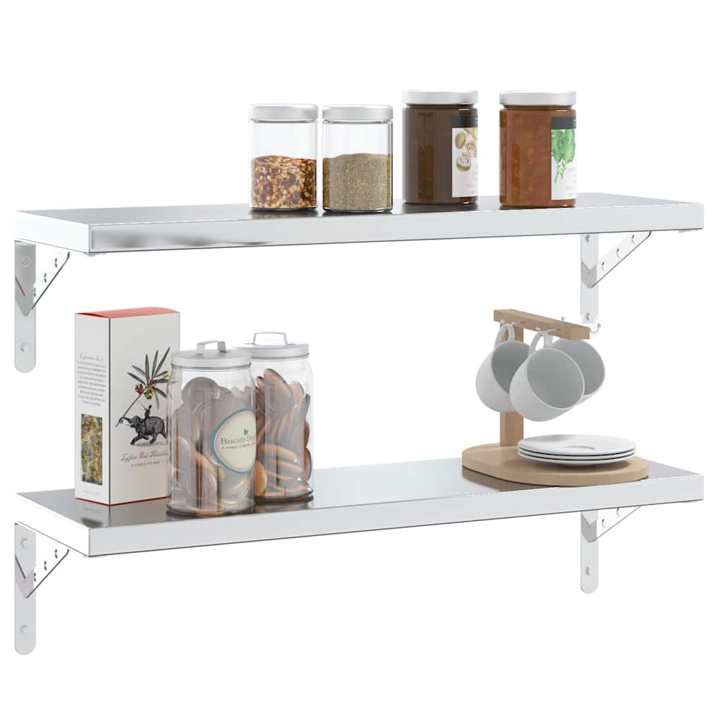 vidaXL Shelf Brackets 4 pcs 23,5x2,5x15,5 cm Silver Stainless Steel