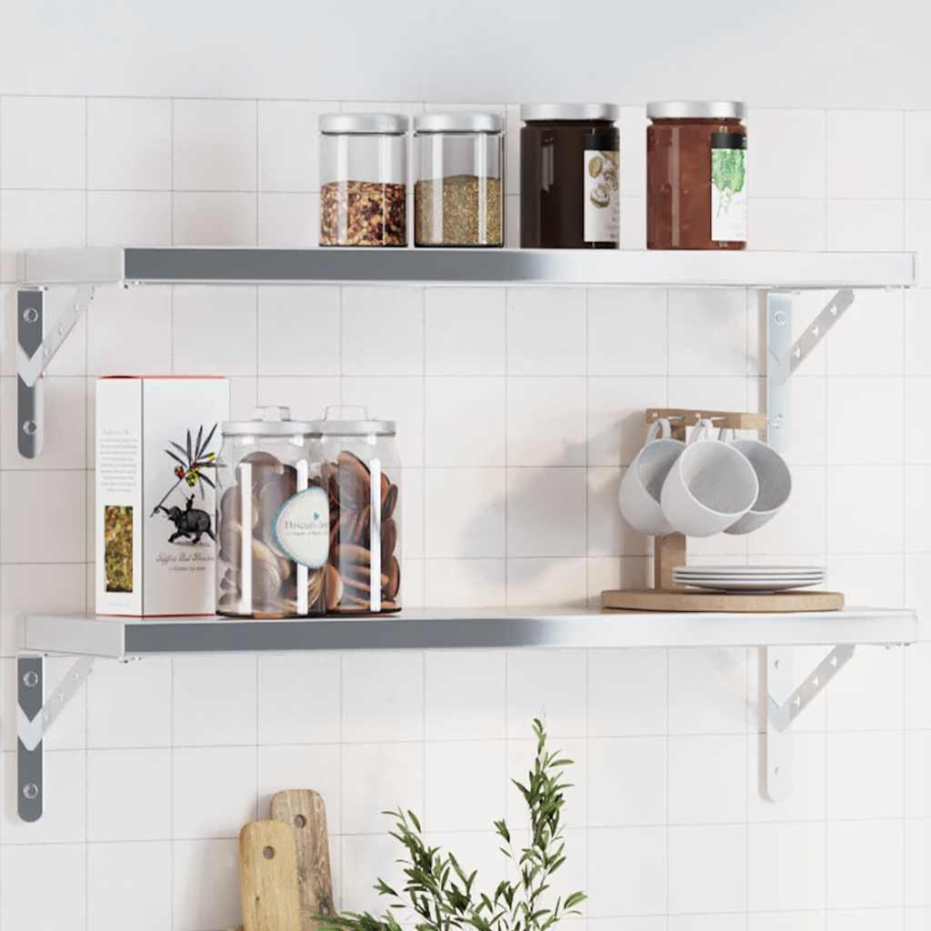 vidaXL Shelf Brackets 4 pcs 23,5x2,5x15,5 cm Silver Stainless Steel
