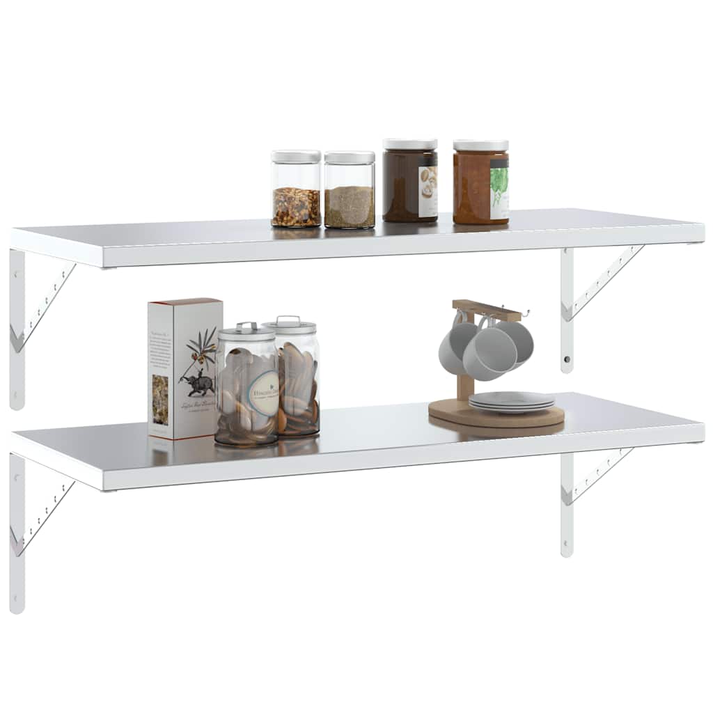 vidaXL Shelf Brackets 4 pcs 40x2.5x25 cm Silver Stainless Steel