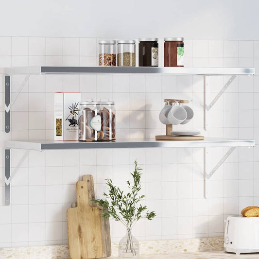 vidaXL Shelf Brackets 4 pcs 40x2.5x25 cm Silver Stainless Steel