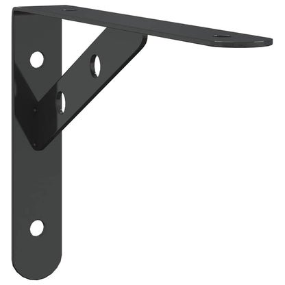 vidaXL Shelf Brackets 4 pcs 20x2.5x14 cm Black Stainless Steel