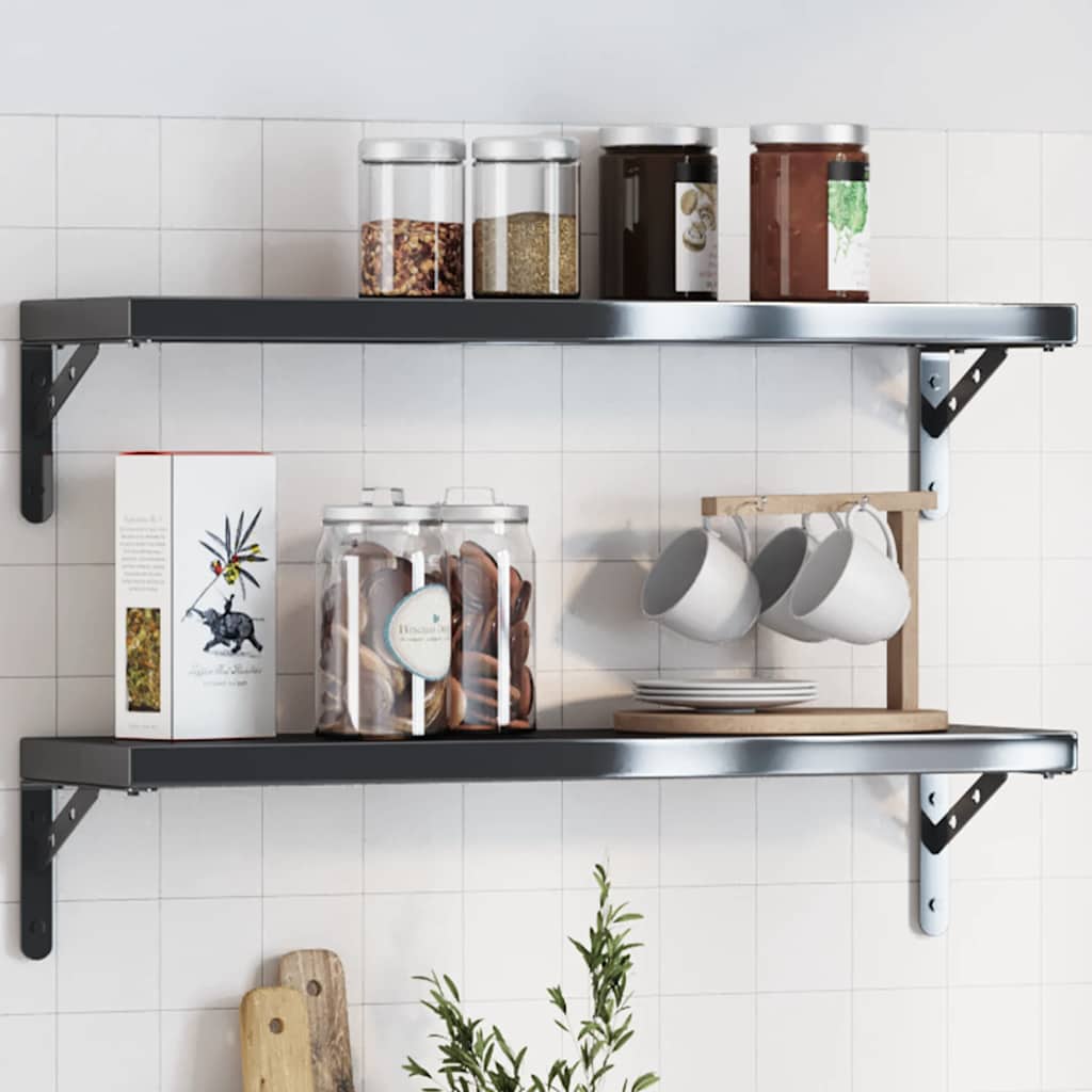 vidaXL Shelf Brackets 4 pcs 20x2.5x14 cm Black Stainless Steel