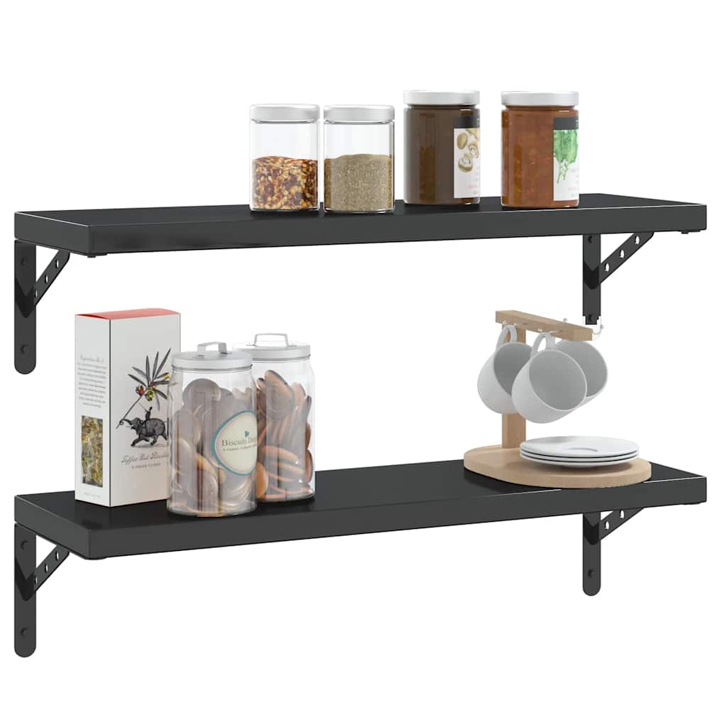 vidaXL Shelf Brackets 4 pcs 23.5x2.5x15.5 cm Black Stainless Steel